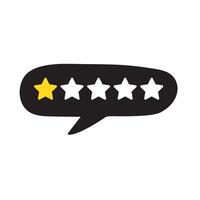 Speech bubble with 1 star rating review. Hand drawn design. illustration on white background. vector