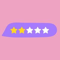 Hand drawn speech bubble with two star rating review. illustration on pink background. vector