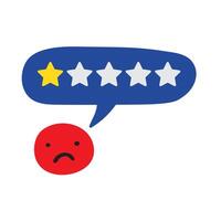 One star negative rating. Bad review. Unsatisfied costumer. Illustration on white background. vector