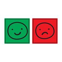 Happy green face and sad red face. Flat design. hand drawn illustration on white background. vector
