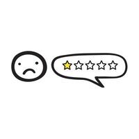 Unhappy face. Negative review. outline illustration on white background. vector