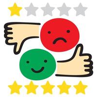 Positive or negative feedback. Costumer satisfaction. Flat illustration on white background. vector