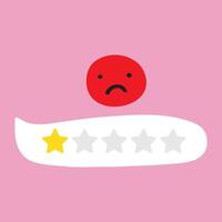 Customer experience. Red face. Bad rating. Negative review. Hand drawn illustration on pink background. vector