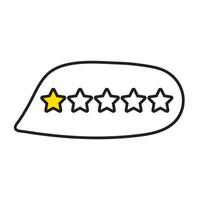 Speech bubble with one star rating review. Customer experience. Illustration on white background. vector