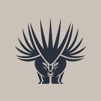 Porcupine with sharp spines logo template vector