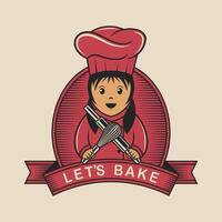 Kid pastry chef with baking tools illustration vector