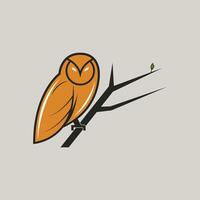 Owl perched on tree branch illustration vector