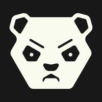 Hexagonal angry panda illustration in white color and dark background vector