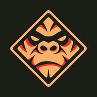 Abstract gorilla illustration in diamond shape vector