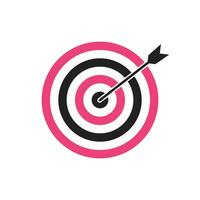 Pink and black bullseye dart target icon. Dart target goal marketing sign. Arrow dart logo . Winner dart sign. vector