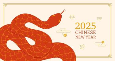 Chinese new year 2025 year of the Snake. Hand drawn background with snake. vector
