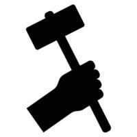 Hand with Hammer Icon Simple Design for Tools and Construction vector