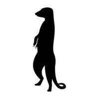 Meerkat Silhouette Standing on Alert Against Sunset Sky vector