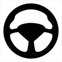 Simple Black Steering Wheel Icon Isolated on White Background vector