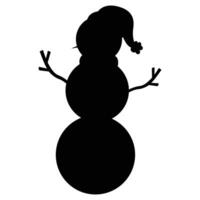 Silhouette of a Snowman with Hat and Scarf Against Sunset vector