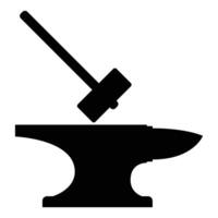 Anvil and Hammer Icon for Blacksmithing and Metalworking vector