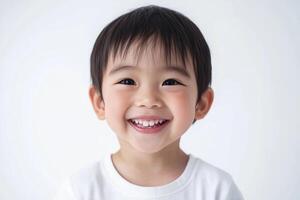 A little boy is smiling and looking at the camera photo