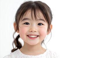 A little girl is smiling and looking at the camera photo
