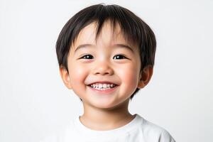 A little boy is smiling and looking at the camera photo