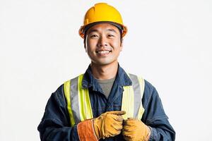 A man in a hard hat and safety vest photo