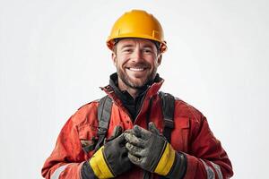 A man in a hard hat and safety gear smiling photo