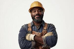 A man with a beard and a hard hat photo