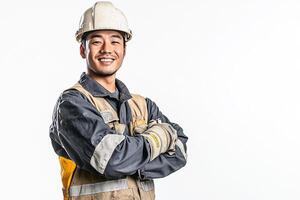 A man in a hard hat and overalls photo