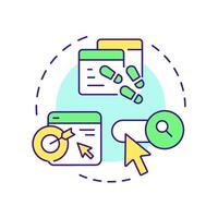 Analyze website visitors multi color concept icon. Behavior and demographics of online customers. Round shape line illustration. Abstract idea. Graphic design. Easy to use in presentation vector