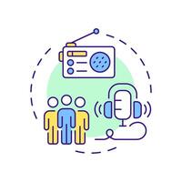Radio audience multi color concept icon. Listeners habits data collecting. Content customers measurement. Round shape line illustration. Abstract idea. Graphic design. Easy to use in infographic vector
