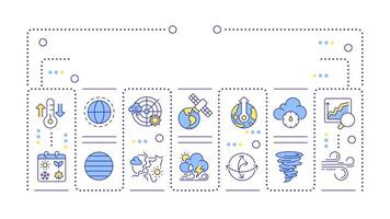 Atmospheric science word concept isolated on white. Weather forecasting and climate research. Creative illustration banner surrounded by editable line colorful icons vector