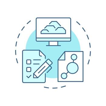 Geotechnical laboratory report soft blue concept icon. Data analysis on soil and rock. Geotech survey. Round shape line illustration. Abstract idea. Graphic design. Easy to use in presentation vector