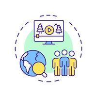 TV and audience multi color concept icon. Collecting data about viewers. Customers measurement method. Round shape line illustration. Abstract idea. Graphic design. Easy to use in presentation vector