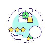 Analyze current customers multi color concept icon. Work with actual base. Audience behavior research step. Round shape line illustration. Abstract idea. Graphic design. Easy to use in presentation vector