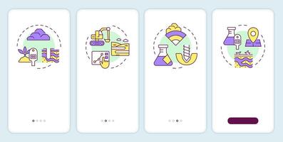 Geotechnical tests onboarding mobile app screen. Grounds survey walkthrough 4 steps editable graphic instructions with linear concepts. UI, UX, GUI template vector