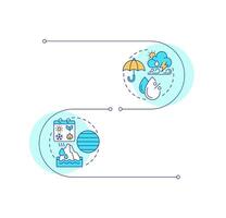 Climate vs weather infographic design template. Long and short term atmospheric phenomena. Data visualization 2 options. Process vertical flow chart vector