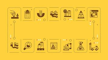 Geotechnical engineering brown word concept. Methods of soil exploration. Construction industry. Horizontal image. Headline text surrounded by editable outline icons vector