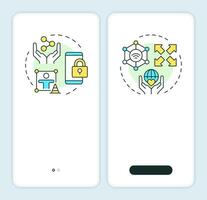 Digital experiences onboarding mobile app screen. Auditory check walkthrough 2 steps editable graphic instructions with linear concepts. UI, UX, GUI template vector
