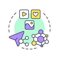 Social media shares multi color concept icon. Understanding content virality. Audience engagement metric. Round shape line illustration. Abstract idea. Graphic design. Easy to use in presentation vector
