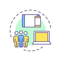 Cross platform audience multi color concept icon. Tracks customers behavior across multiple media channels. Round shape line illustration. Abstract idea. Graphic design. Easy to use in presentation vector