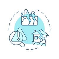 Geotechnical risks soft blue concept icon. Potential hazards related to soil, rock, and groundwater. Round shape line illustration. Abstract idea. Graphic design. Easy to use in presentation vector