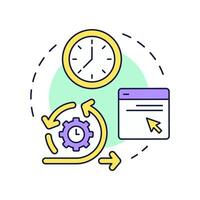 Average session duration multi color concept icon. Spending time on website. Audience engagement metric. Round shape line illustration. Abstract idea. Graphic design. Easy to use in infographic vector
