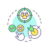 Select priority audience multi color concept icon. Targeted customers group. Marketing campaign efforts. Round shape line illustration. Abstract idea. Graphic design. Easy to use in infographic vector