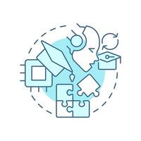 Self supervised learning soft blue concept icon. Training model with large dataset. . Round shape line illustration. Abstract idea. Graphic design. Easy to use in presentation vector