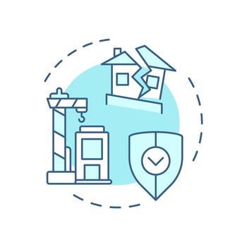 Earthquake engineering soft blue concept icon. Structures withstanding seismic activity designing. Geotech. Round shape line illustration. Abstract idea. Graphic design. Easy to use in article vector