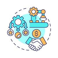 White label multi color concept icon. Products manufacturing. Resale under different brand names. Partnership. Round shape line illustration. Abstract idea. Graphic design. Easy to use vector