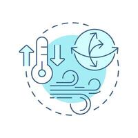 Atmospheric circulation soft blue concept icon. Air movement distributing thermal energy. Natural phenomena. Round shape line illustration. Abstract idea. Graphic design. Easy to use in article vector