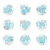 Atmospheric sciences soft blue concept icons. Studying patterns of weather phenomena. Meteorology forecasting. Icon pack. Round shape illustrations for article. Abstract idea vector