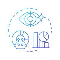 High fidelity at high volume blue gradient concept icon. RPA criteria. Tasks management with automated bots. Round shape line illustration. Abstract idea. Graphic design. Easy to use in presentation vector