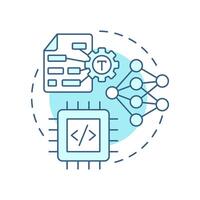 Word embedding soft blue concept icon. Capturing semantic relationships in text. development. Round shape line illustration. Abstract idea. Graphic design. Easy to use in article vector