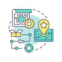 Manufacturing location multi color concept icon. Choosing contract factory. Logistics planning. Round shape line illustration. Abstract idea. Graphic design. Easy to use in article vector